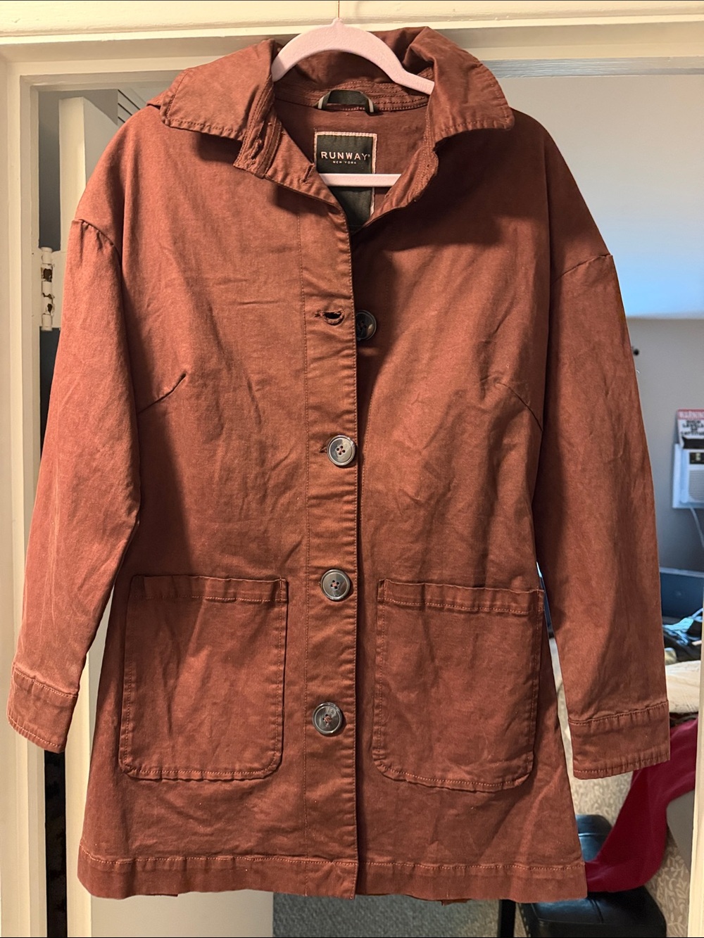 Runway New York Women's Maroon Button-Front Jacket NWOT